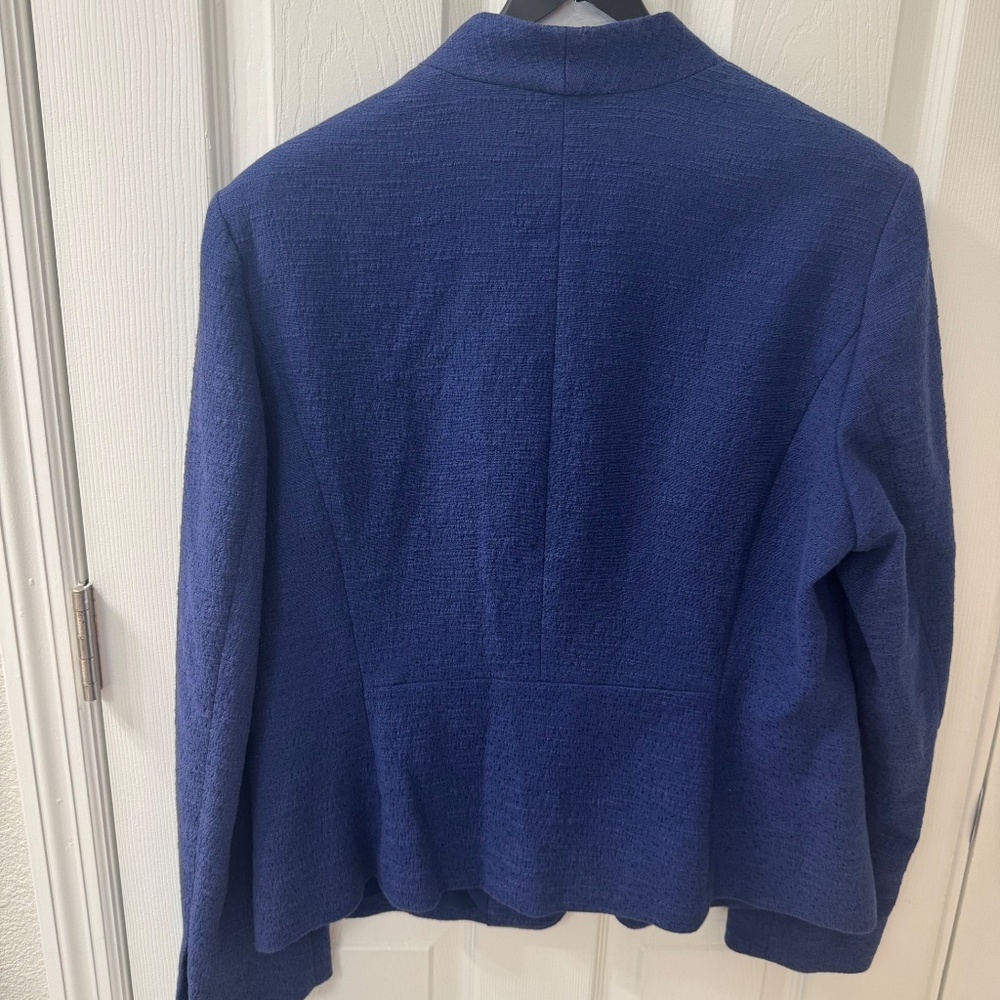 LOFT Royal Blue Textured Open-Front Blazer - Picture 4 of 4